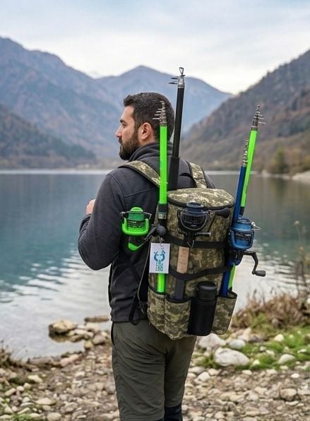 Termoslu 4 Olta Kapasiteli Balıkçı Çantası – Su İtici, Ergonomik, Termos Bölmeli