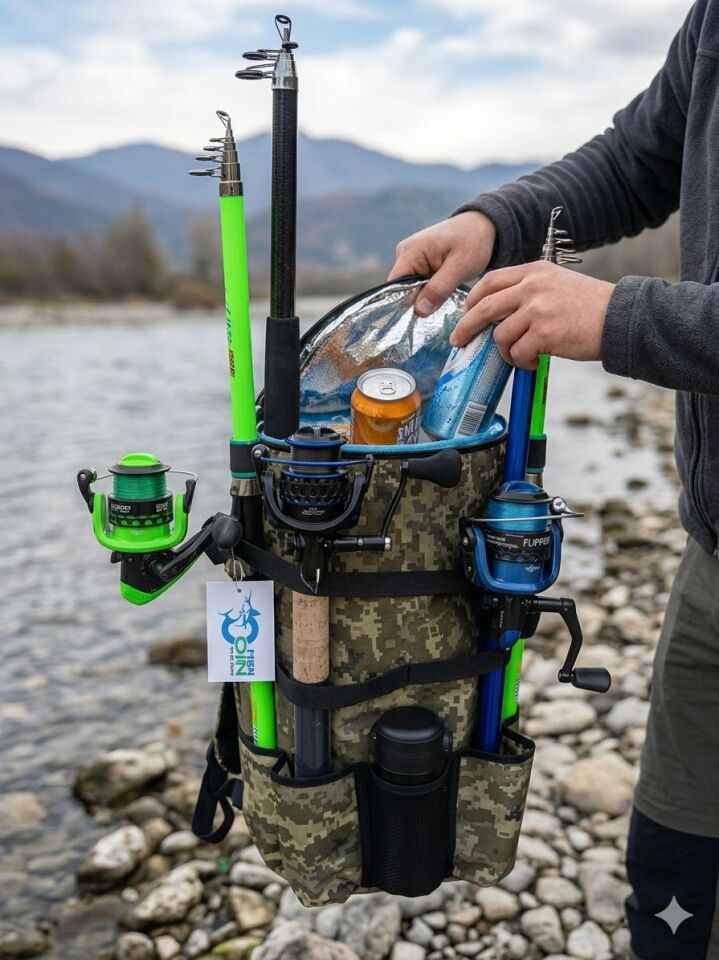 Termolu 4 Olta Kapasiteli Balıkçı Çantası – Su İtici, Ergonomik, Termos Bölmeli