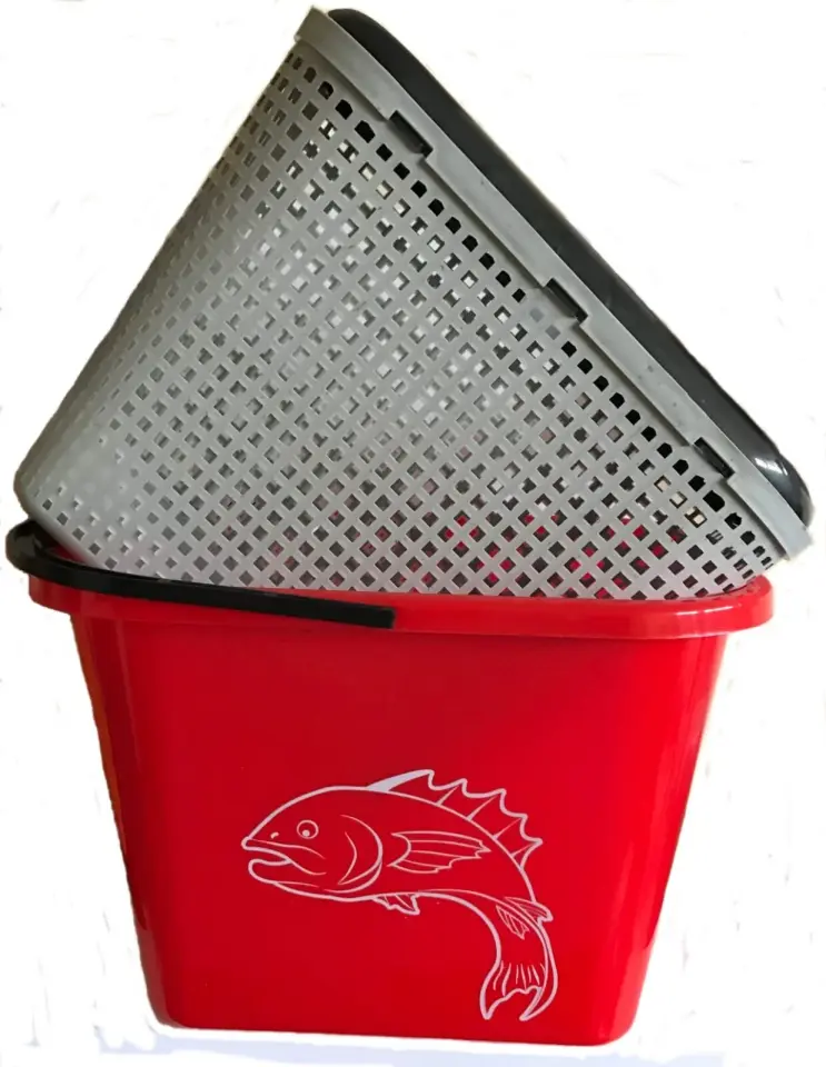 Balıkçı Kovası Elekli – Canlı Yem Saklama Kutusu (Kırmızı / Mavi)